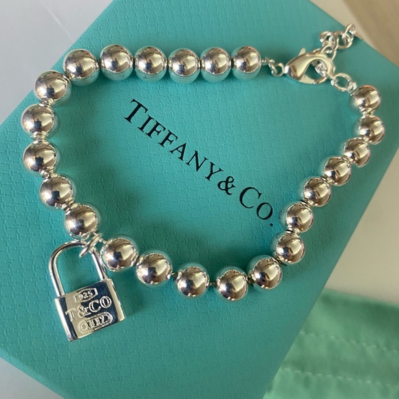 Tiffany & Co. Silver Bead Bracelet with Padlock